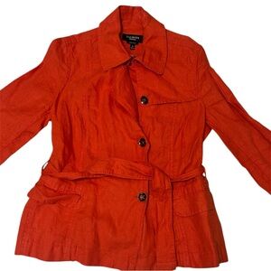 Talbots Jacket Pure Irish Linen Orange Belted Lightweight Breathable Stylish 10